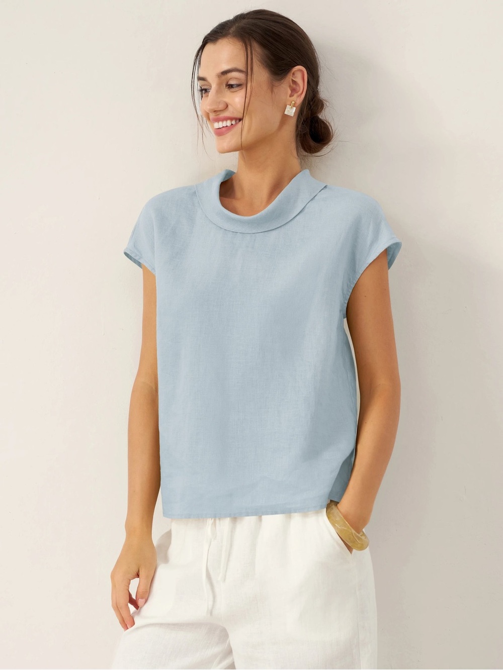 Lintico 100% Linen Collared Top